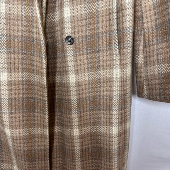 United Colors Of Benetton Double Breasted Pea Coat Sz S Plaid Wool Boho 70’s - Picture 8 of 15